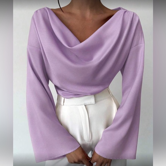 Elegant Pink  Drape Blouse - Picture 12 of 16